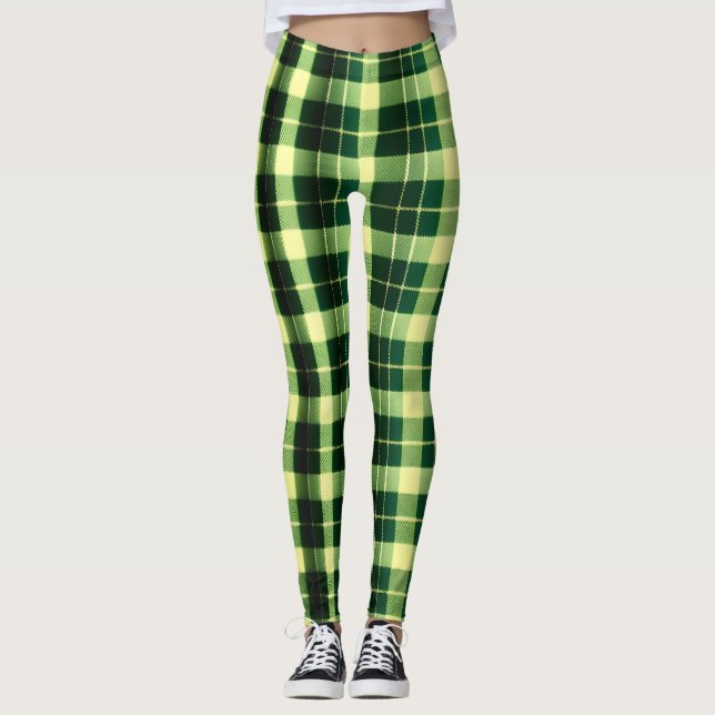 Leggings Motif géométrique à maille verte (Devant)