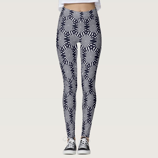 Leggings Motif géométrique Abstrait moderne noir et blanc (Devant)