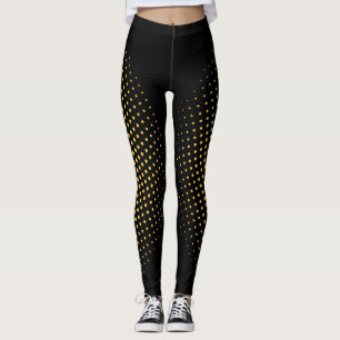 Leggings Motif géométrique abstrait moderne or noir Pixel