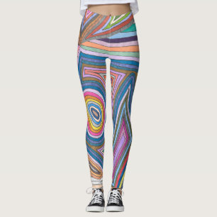 Leggings Motif géométrique abstrait rayé vibrant