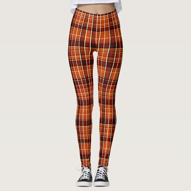 Leggings Motif géométrique Brown orange plaqué automatique (Devant)