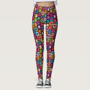 Leggings Motif géométrique coloré avec des hexagones
