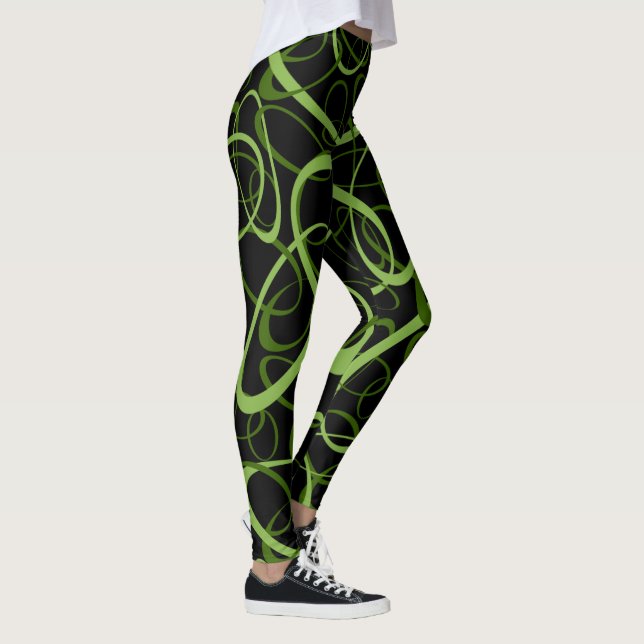 Leggings motif géométrique de boucles interconnectées verte (Droite)