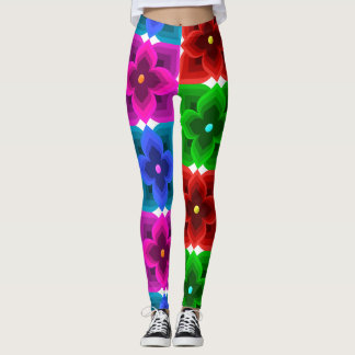 Leggings Motif géométrique de fleurs coloré sans couture, G