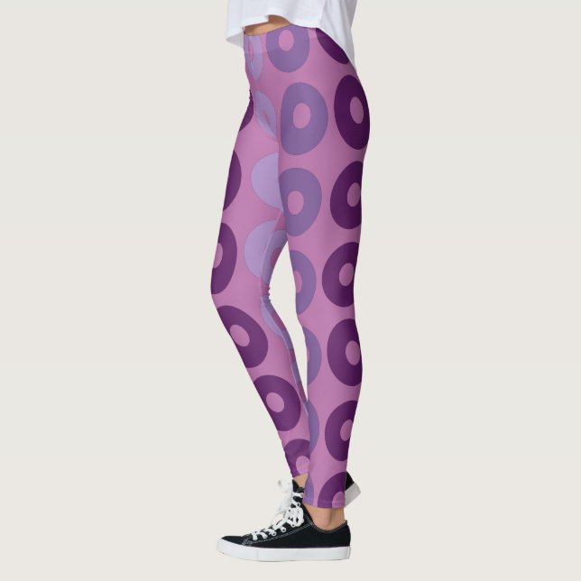 Leggings motif géométrique des cercles rose et violet (Gauche)