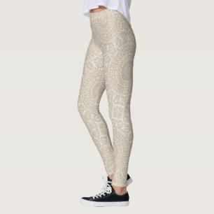 Leggings Motif géométrique Mandala Kaki