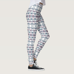 Leggings Motif géométrique Mauve poussiéreux et Bleu ardois