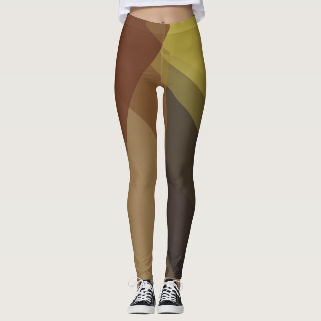 Leggings Motif géométrique moderne Tan Brown (Devant)