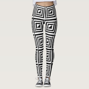 Leggings Motif géométrique noir et blanc