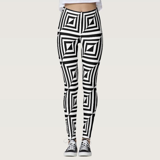 Leggings Motif géométrique noir et blanc (Devant)