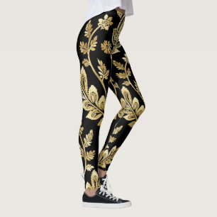 Leggings Motif géométrique noir et or