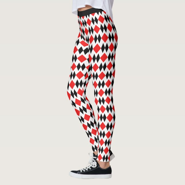 Leggings Motif géométrique Retro Art Déco Rouge Diamant Noi (Gauche)