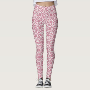 Leggings Motif géométrique sans couture rose blanc