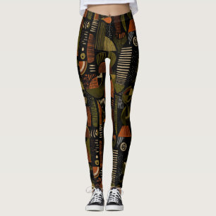 Leggings Motif géométrique sombre du milieu du siècle (1)