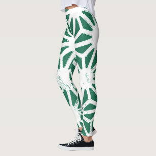 Leggings Motif géométrique vert et blanc