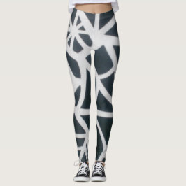 Leggings Motif géométrique Web Gras Black & White Spider.