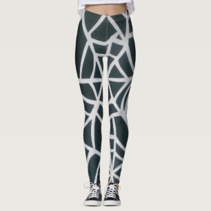 Leggings Motif géométrique Web Gras Black & White Spider.