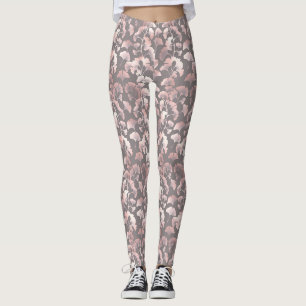 Leggings Motif Ginkgo Rose Noir Chic