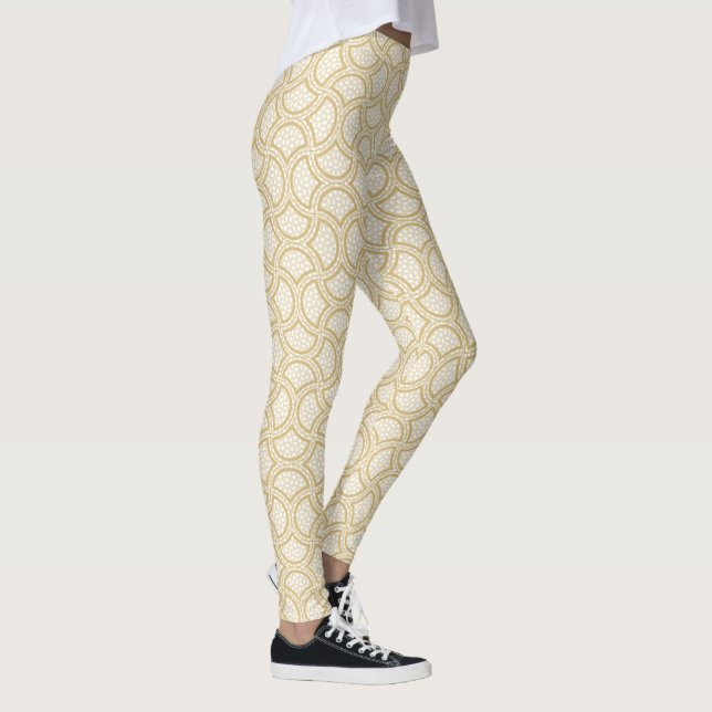 Leggings Motif Gold Art Déco en blanc (Droite)