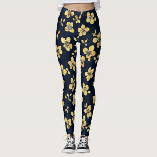 Leggings Motif Gold Flowers