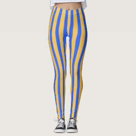 Leggings Motif Gras Bleu et Gold Vertical Stripes