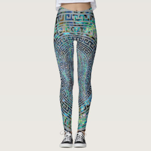 Leggings Motif grec circulaire de méandre - clé grecque
