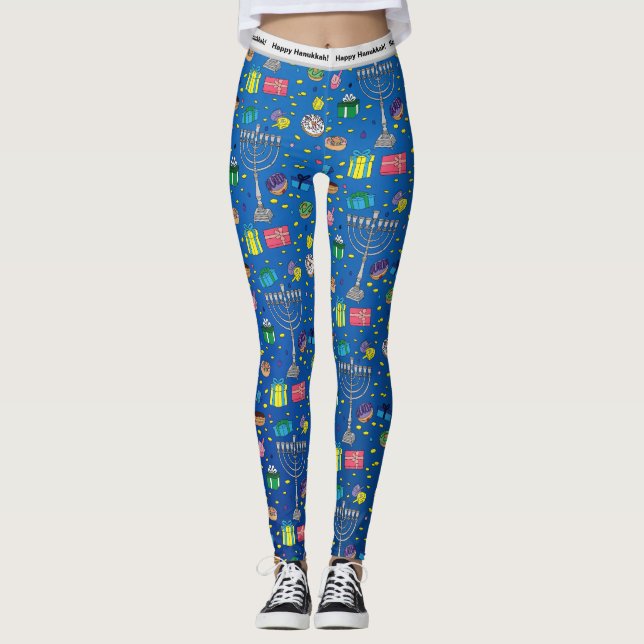 Leggings Motif Hanoukka personnalisé (Devant)