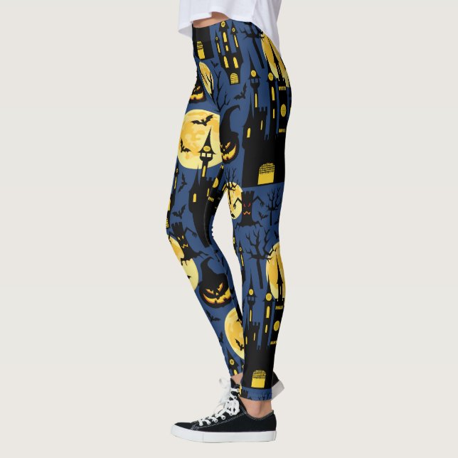 Leggings Motif hanté par Halloween éffrayant de Chambre (Gauche)