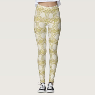 Leggings Motif Hexagone Or Luxueux - Texture Marbre