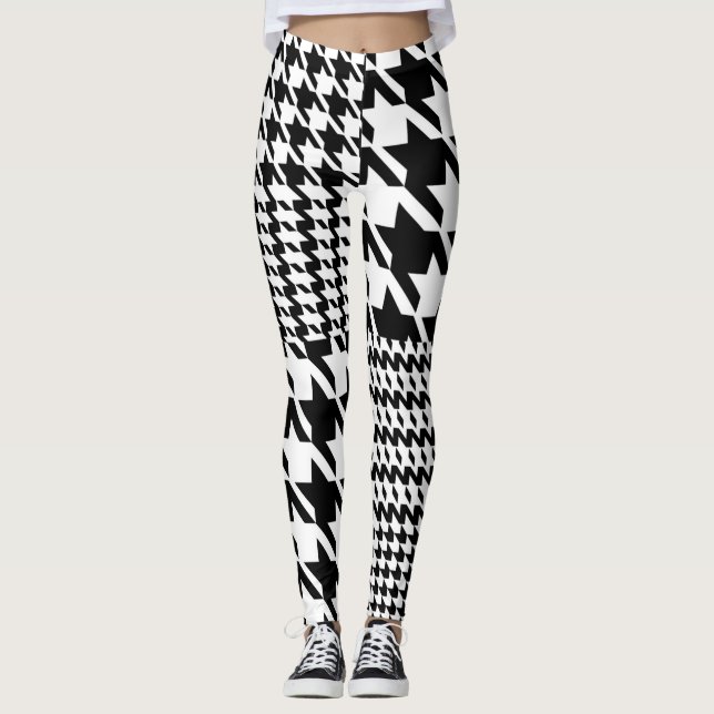 Leggings Motif Houndstooth noir et blanc (Devant)