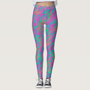 Leggings Motif imprimé animal abstrait rose et bleu moderne