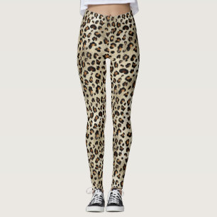 Leggings Motif imprimé animalier Léopard Guépard Beige Marr