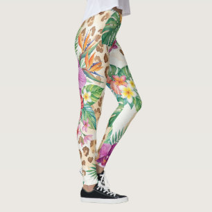 Leggings Motif Imprimé Léopard Floral Tropical