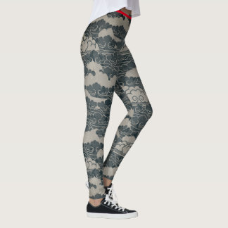 Leggings Motif JAPONAIS EN NUAGE AVEC DES LÉGUMES D'OISEAUX