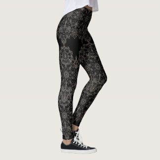 Leggings Motif lacé élégant d'or