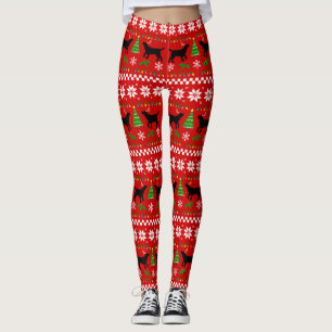 Leggings Motif laid de Noël d'andouillers noirs de Labrador
