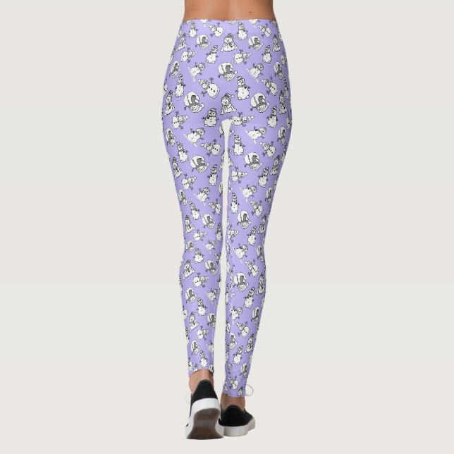 Leggings Motif Lilac Snowmen | Noël mou (Dos)