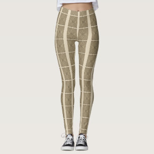 Leggings Motif linéaire de conception de couleur neutre