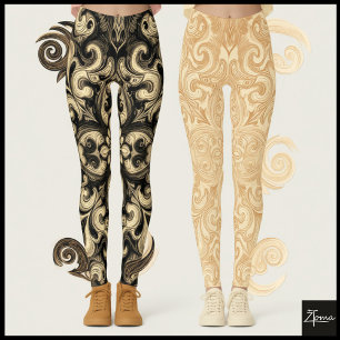 Leggings Motif Mandala Ornemental Sépia Filigrane