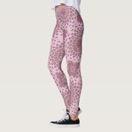 Leggings Motif Mandala rose et bordeaux