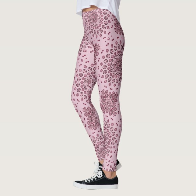 Leggings Motif Mandala rose et bordeaux (Gauche)