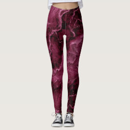 Leggings Motif marbré en Magenta foncé et rose