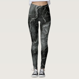 Leggings Motif marbré en noir et gris