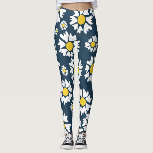 Leggings Motif marguerite, Motif floral, Marguerites blanch