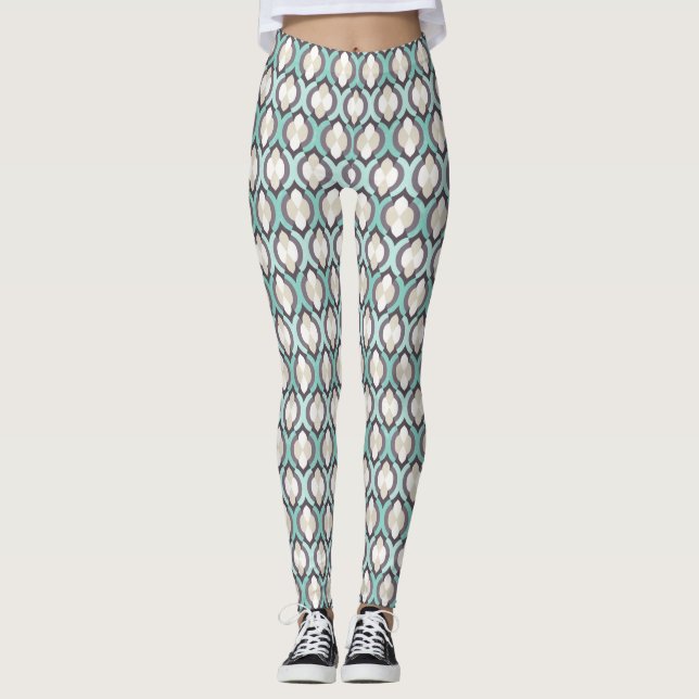 Leggings Motif marocain de turquoise (Devant)
