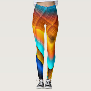 Leggings Motif métallique bleu-or 33