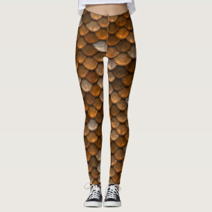 Leggings Motif métallique en bronze or élégant