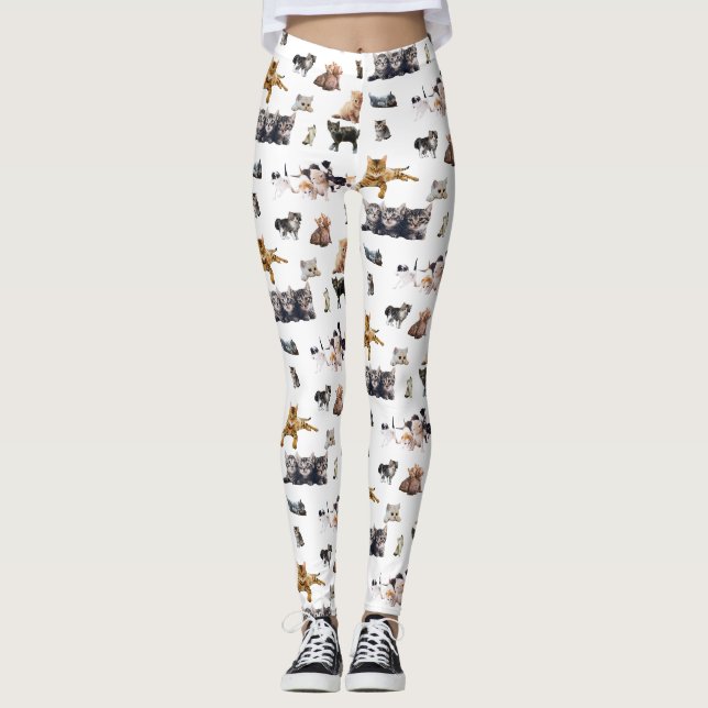 Leggings Motif mignon avec des photos de Chats et chatons (Devant)