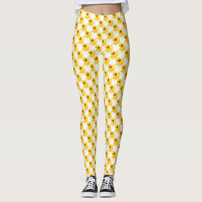 Leggings Motif mignon en caoutchouc jaune (Devant)