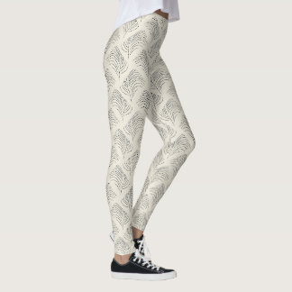 Leggings Motif minimaliste de feuille esthétique neutre